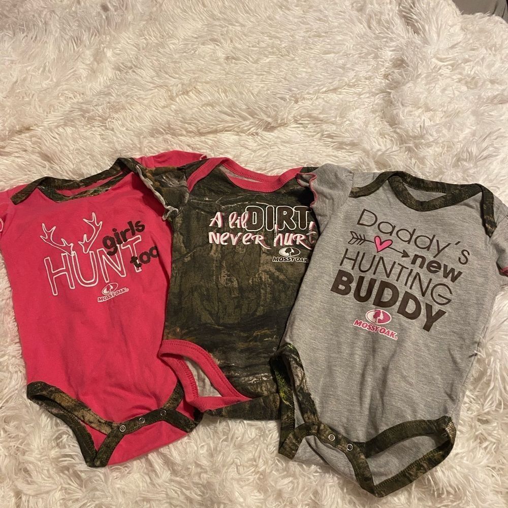 (3) Mossy Oak 6-9M Camo Outfits